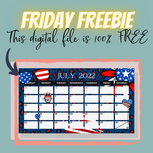 7/1 Friday Freebie-July Social Media Calendar