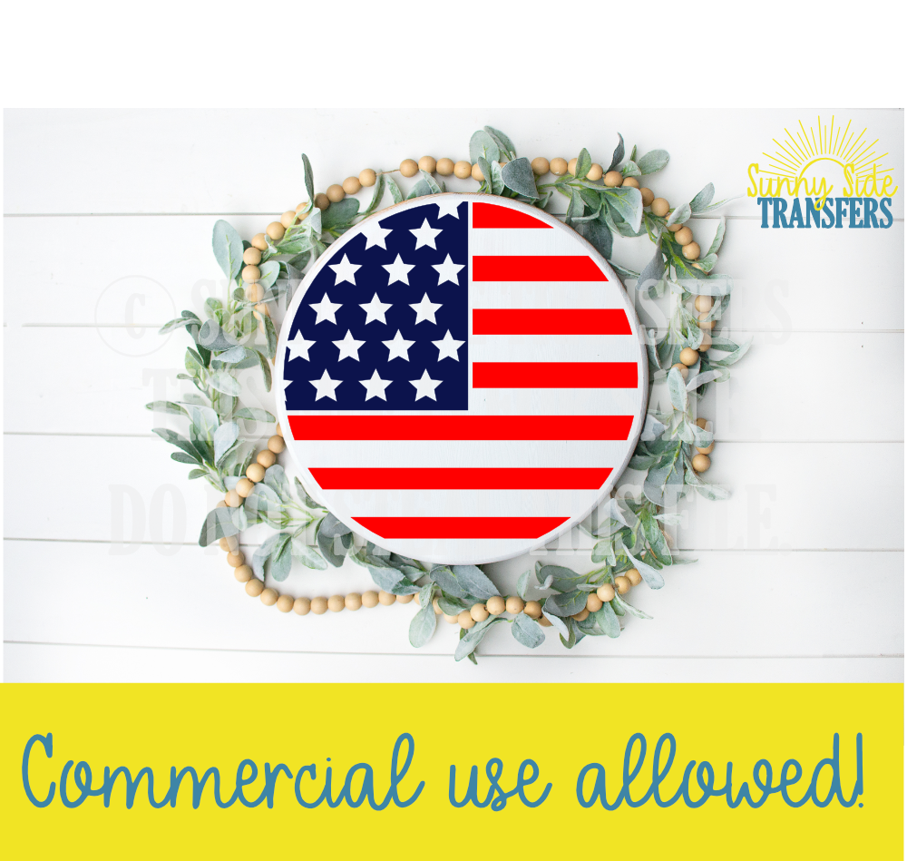 American flag round svg