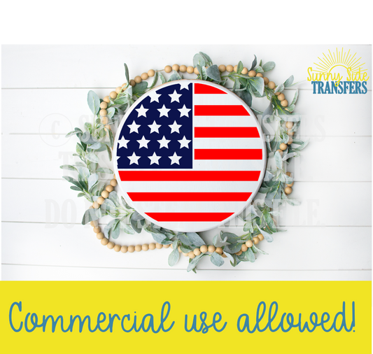 American flag round svg
