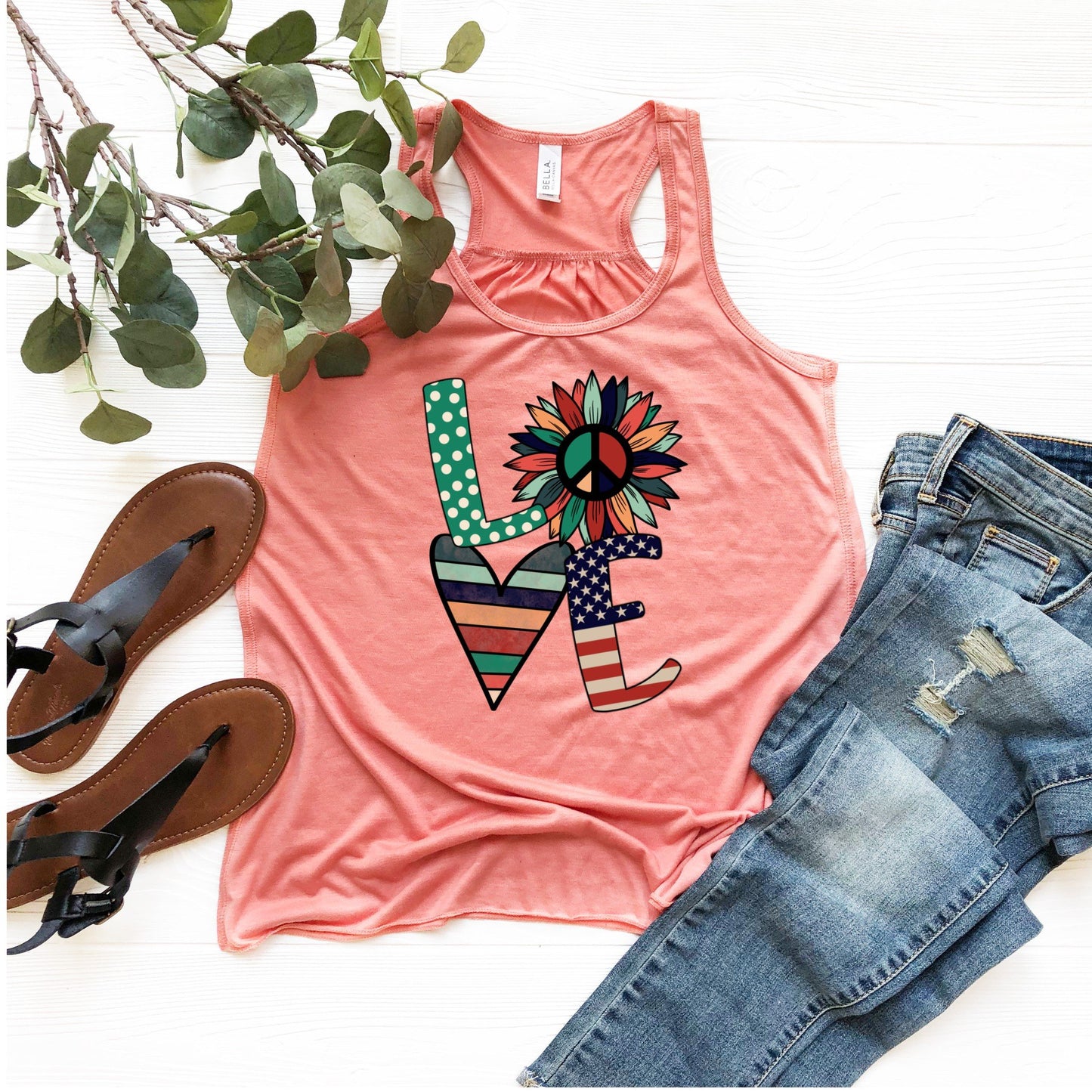 Peace Sunflower 4th of July Transfers Full Color HTV