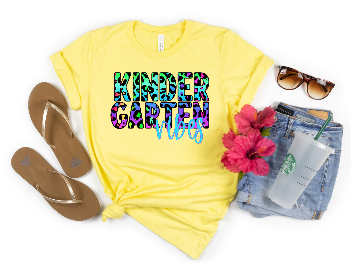 Kindergarten Vibes HTV Transfer Colorful Leopard