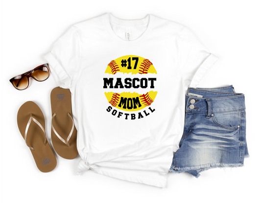 Softball Mom with Mascot Personalized School HTV Transfer