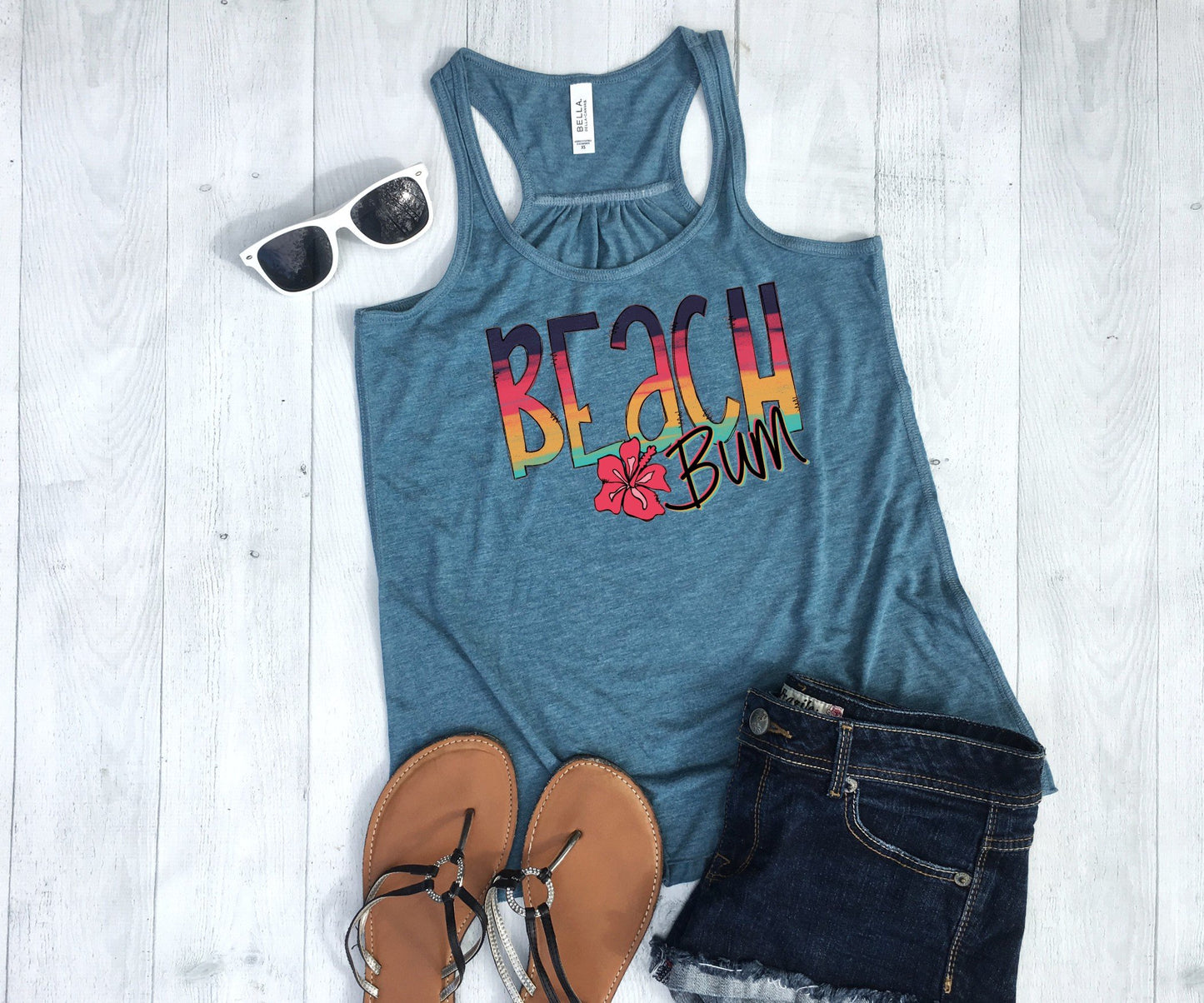 Beach Bum Summer Shirt Transfer, Full Color HTV Transfer