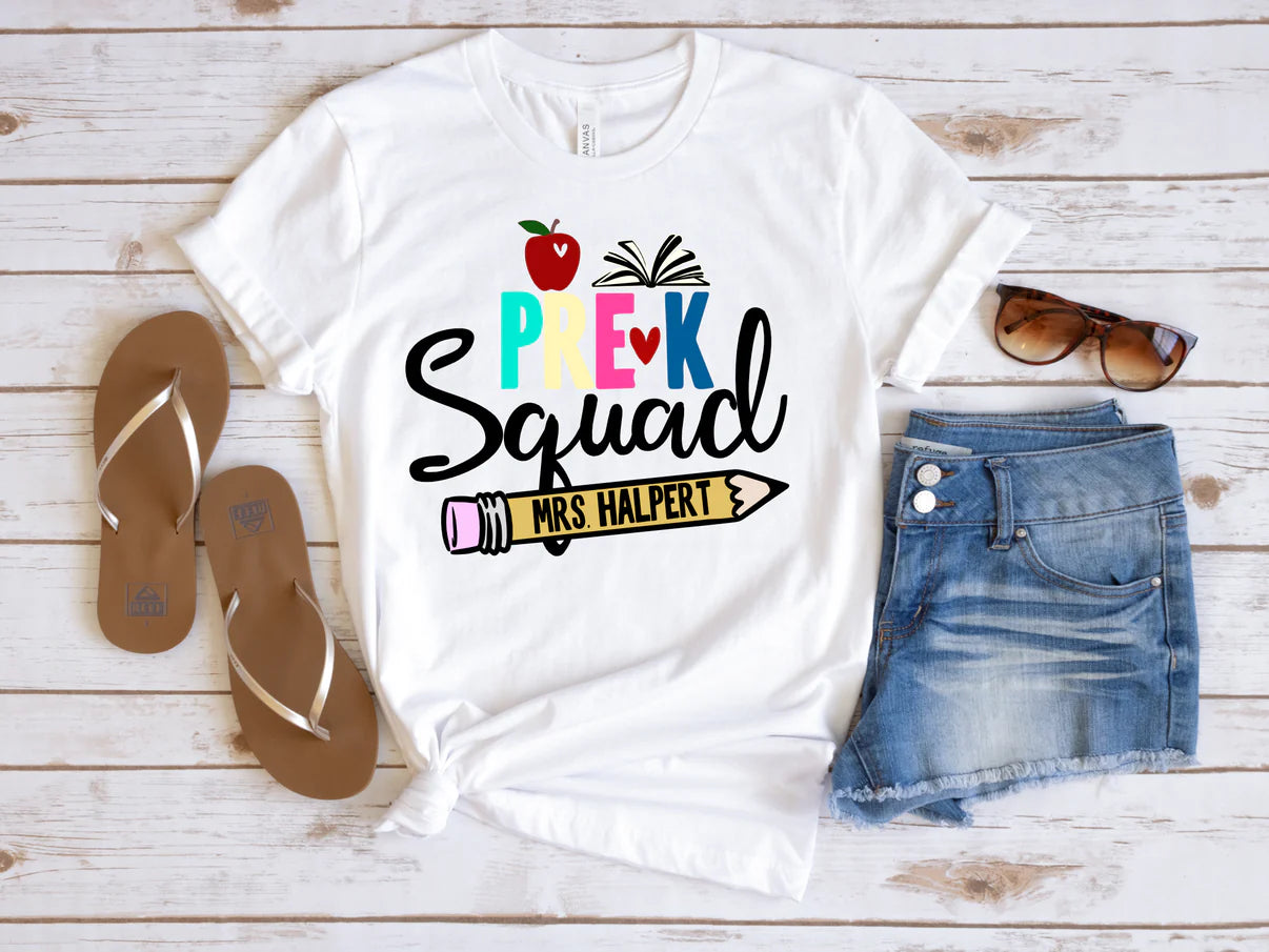 Pre K Squad Sublimation Transfer with Pencil