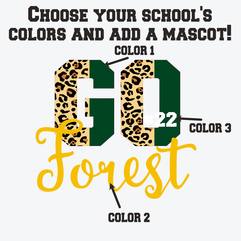Personalized GO School Mascot Sublimation Transfer