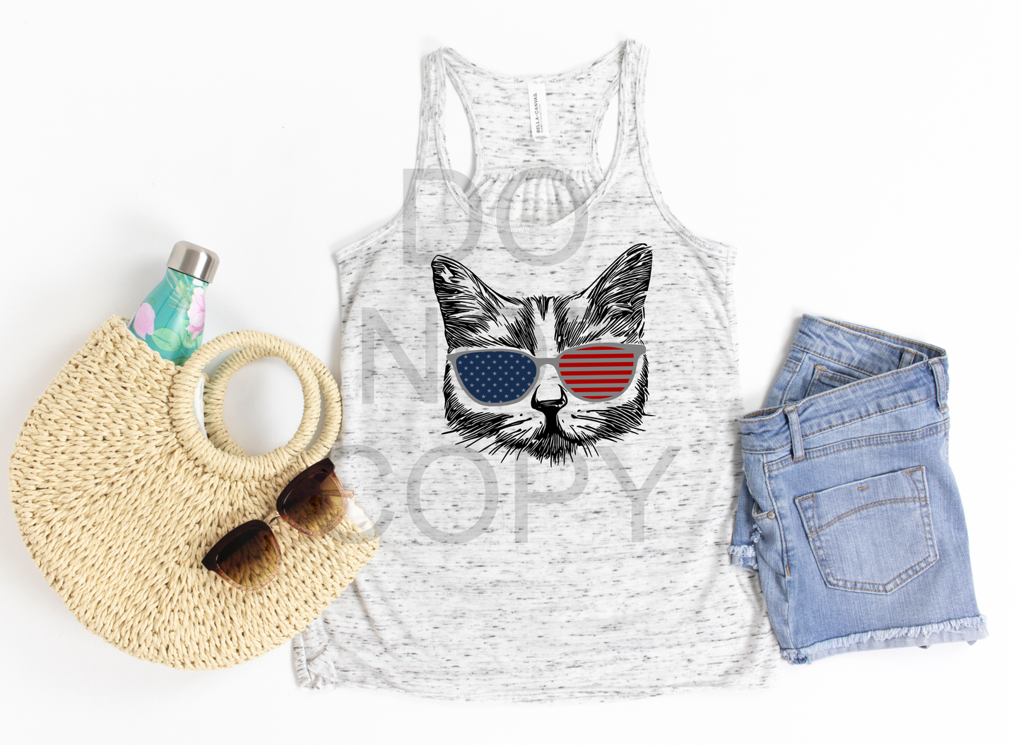 patriotic cat sublimation transfer
