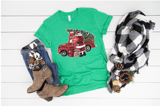 Red Truck Santa Sublimation Transfer