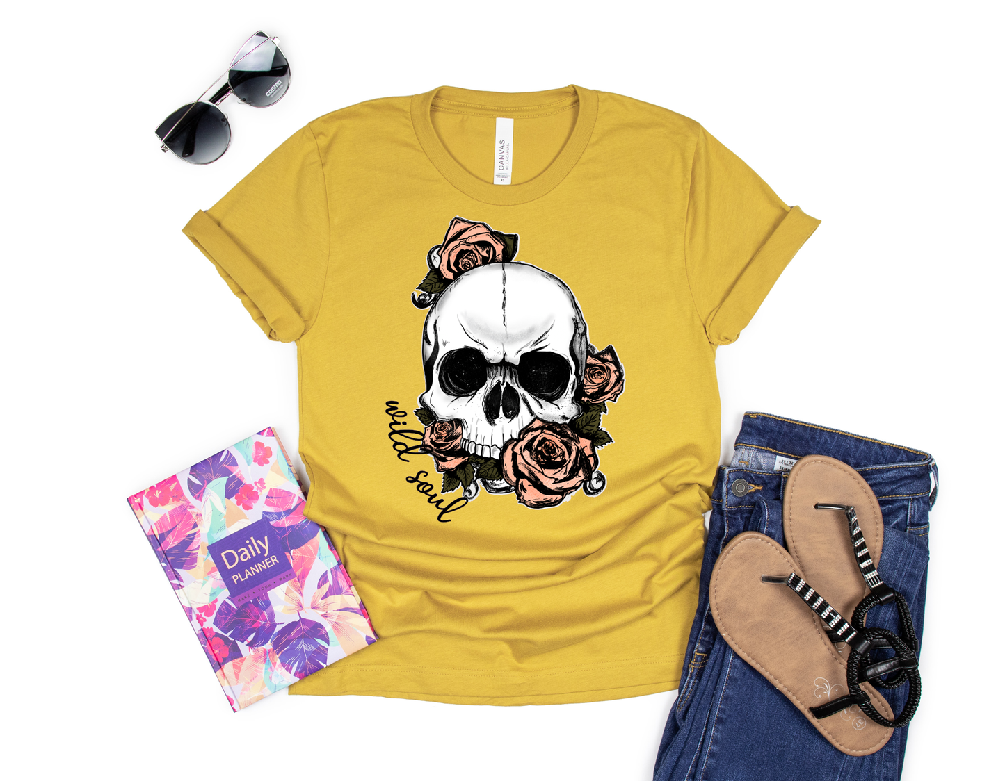 Wild Soul Skull and Roses HTV Transfer