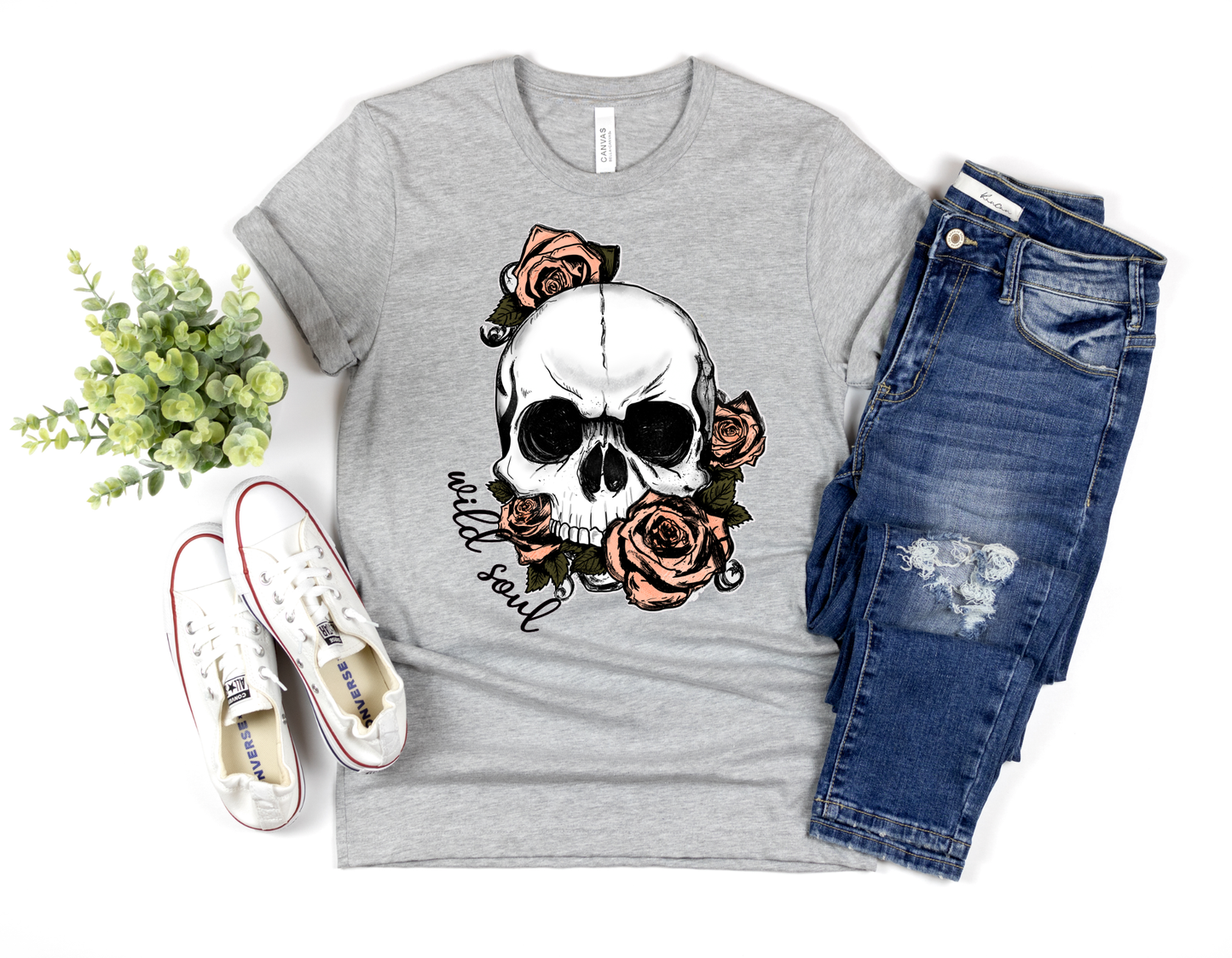 Wild Soul Skull and Roses HTV Transfer
