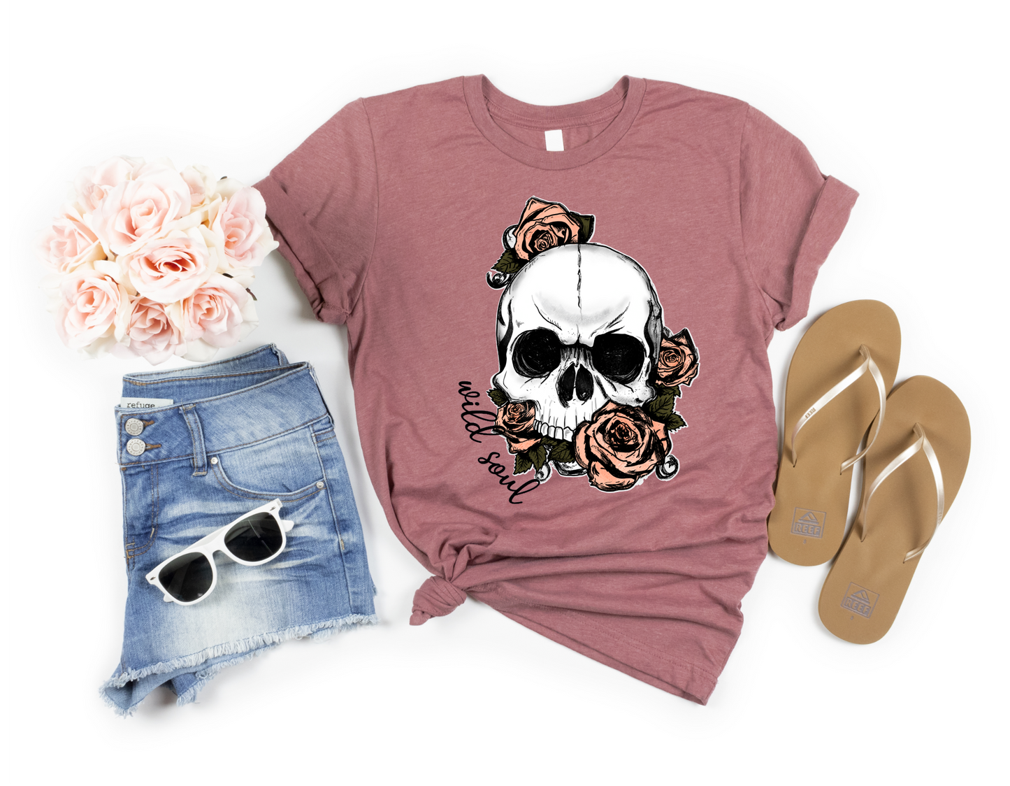 Wild Soul Skull and Roses HTV Transfer