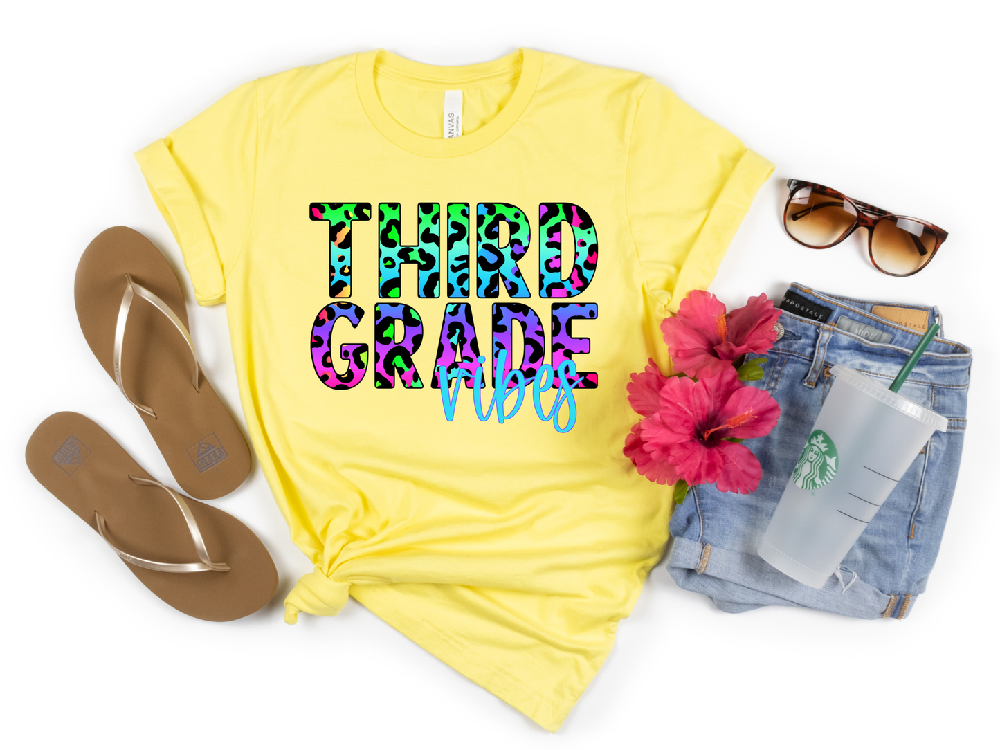 Third Grade Vibes Transfer Colorful Leopard