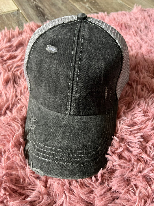 Distressed Criss Cross Hat