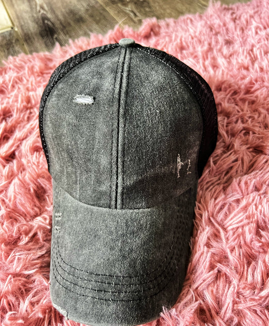 Distressed Criss Cross Hat