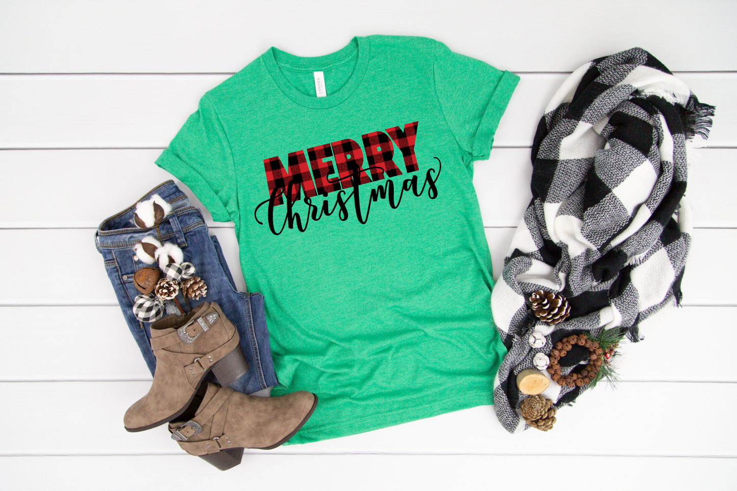Merry Christmas Transfer Buffalo Plaid HTV