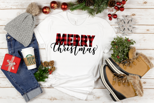 Merry Christmas Buffalo Plaid Sublimation Transfer