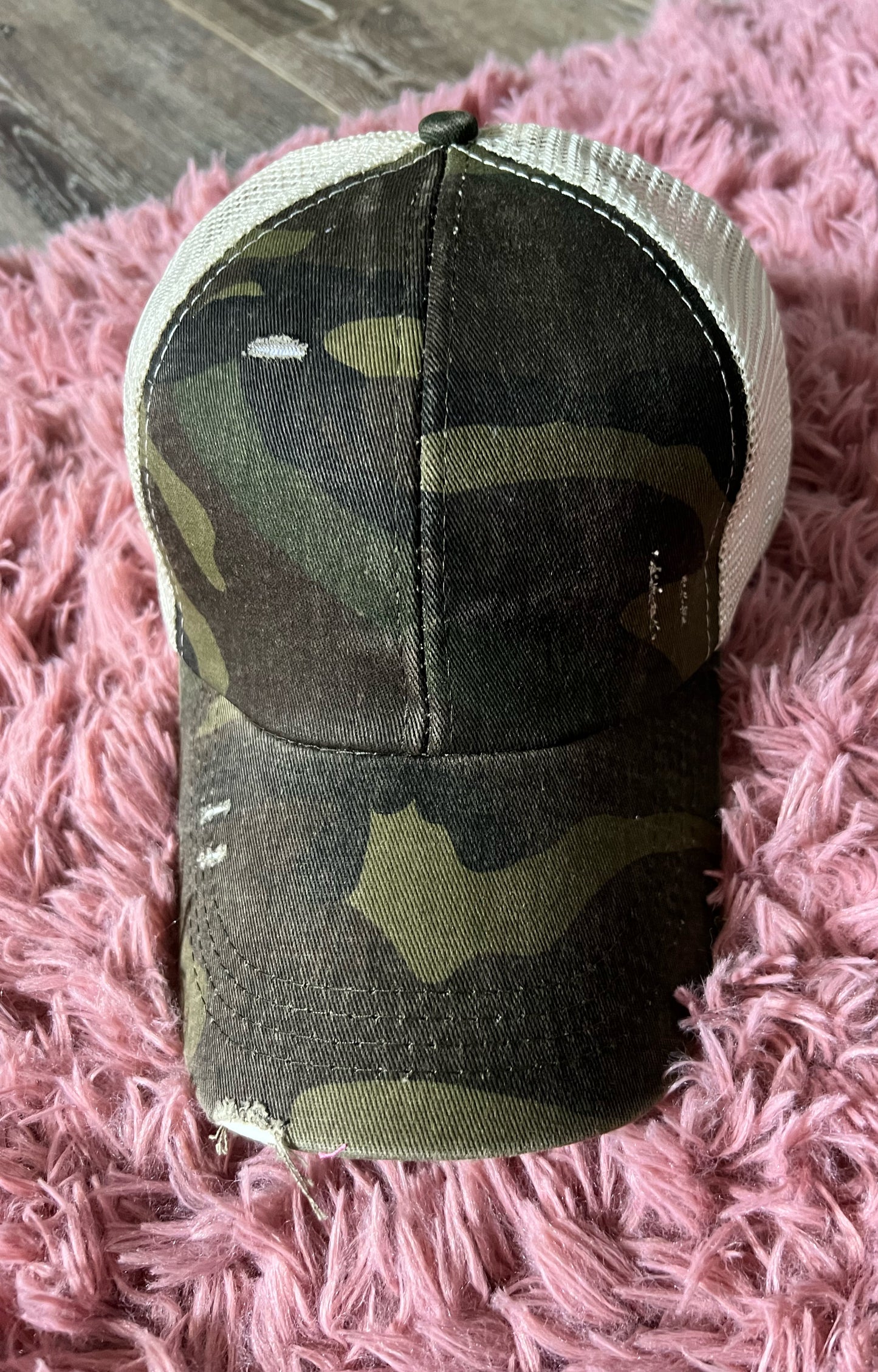 Distressed Criss Cross Hat