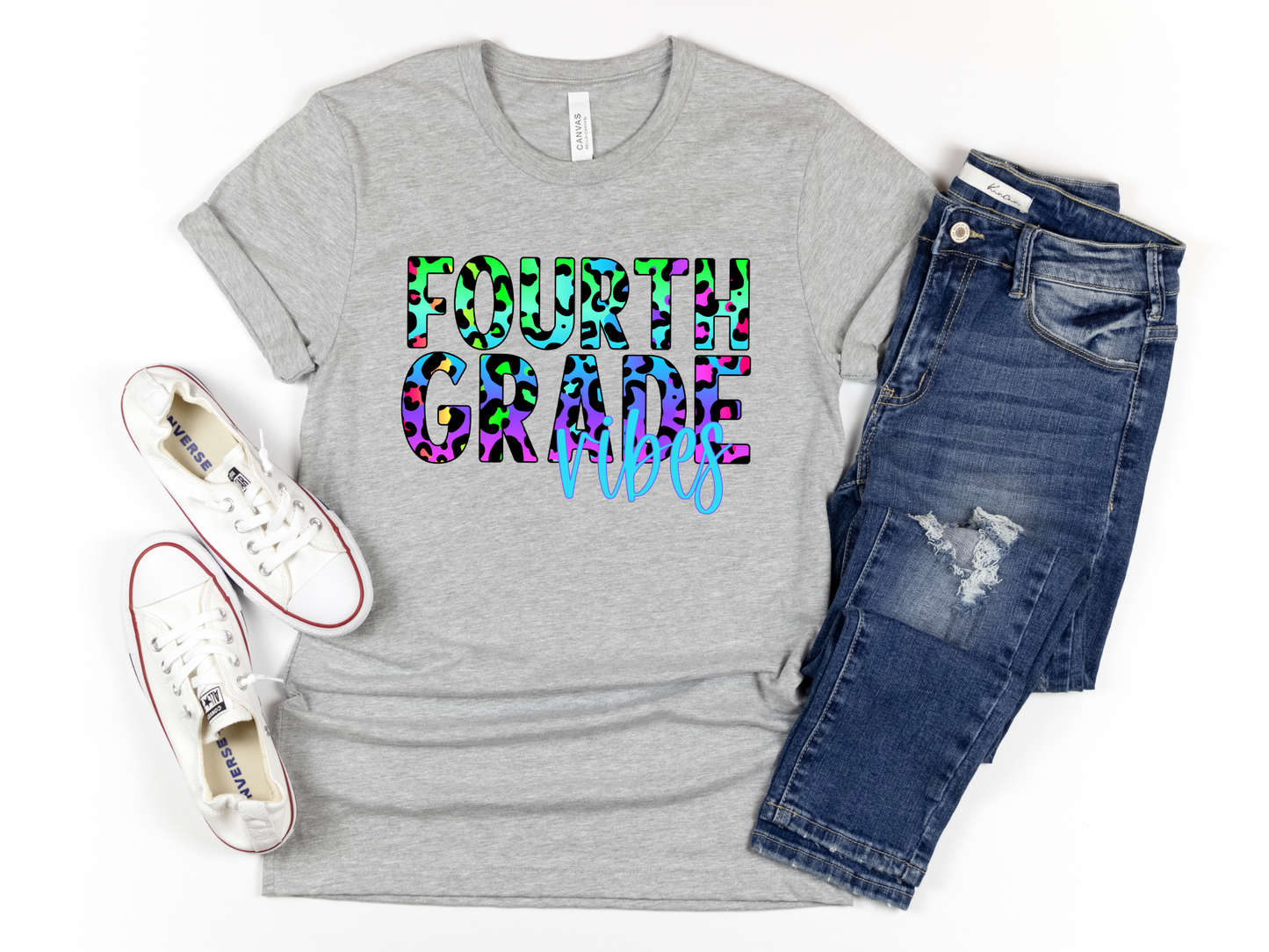 Fourth Grade Vibes HTV Transfer Colorful Leopard