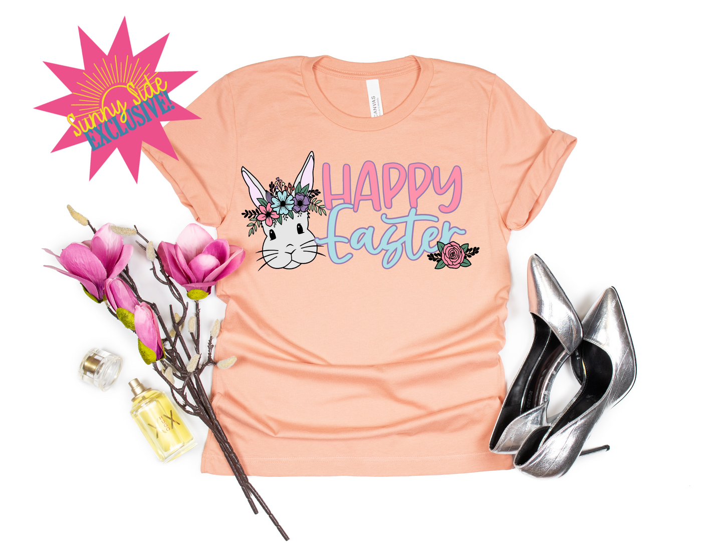 Floral Happy Easter Transfer