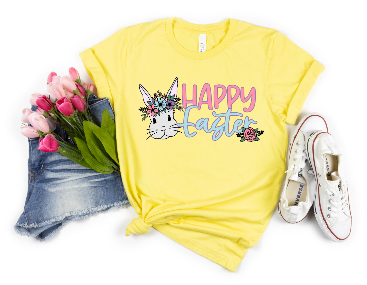 Floral Happy Easter Transfer