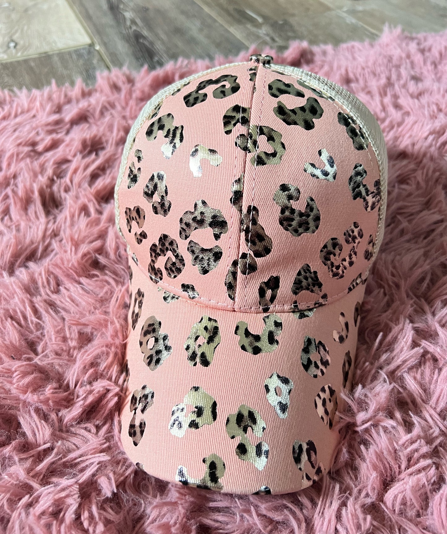 Foil Leopard Criss Cross Hat