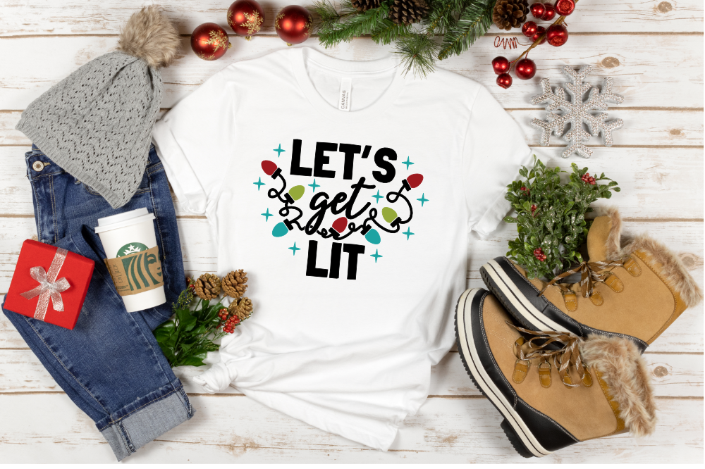 Let's Get Lit Christmas HTV Transfer